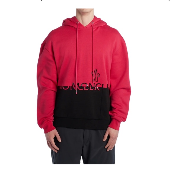 Moncler Colorblock Split Logo Cotton Hoodie - Picture 1 of 5